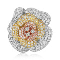 Big Flower CZ Diamond 925 Sterling Silver Ring Jewelry